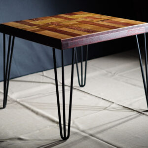 Wooden Table with Metal Legs "Woven Wood"